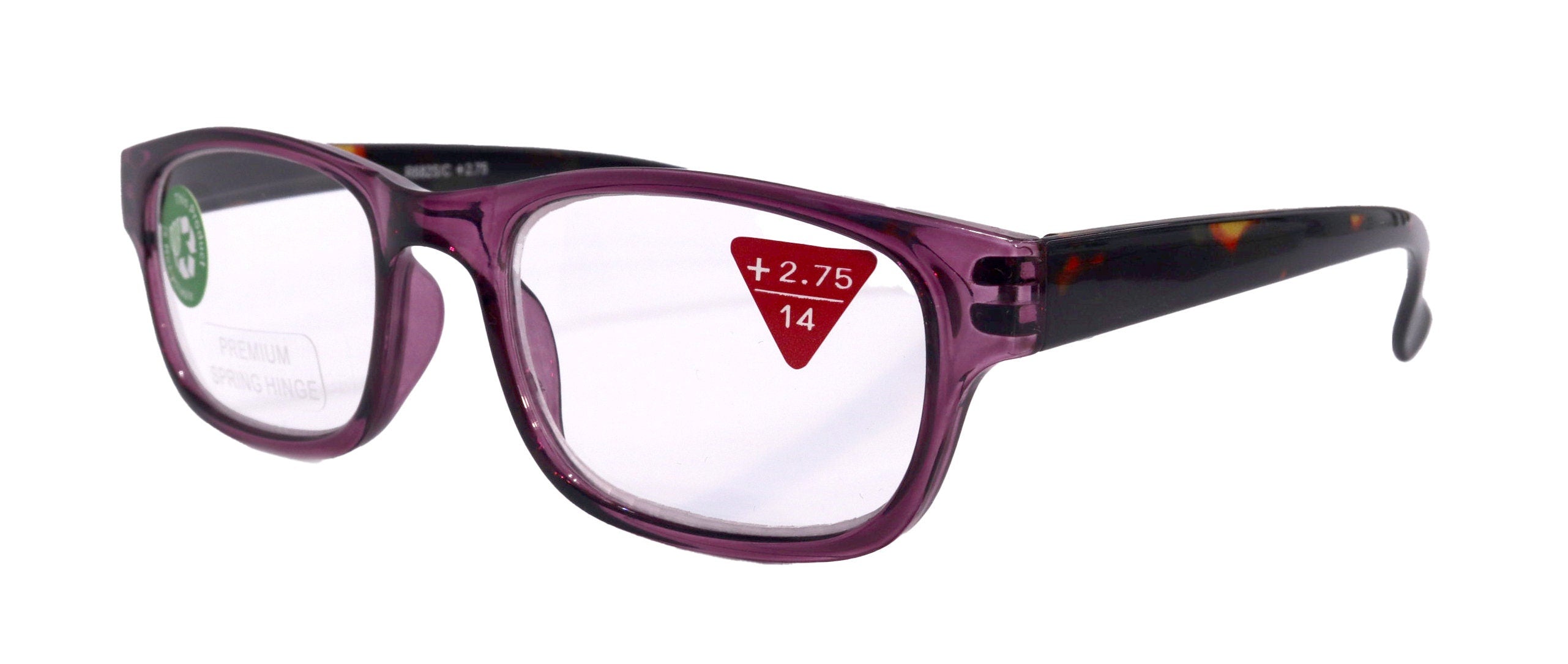 Jade, Premium Reading Glasses High End Reading Glass +1.25 to +6.00 magnifying glasses, Square. Purple optical Frames