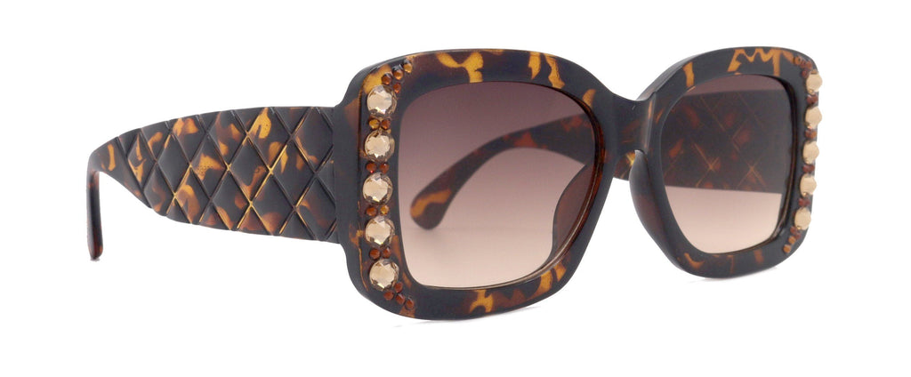 Tokyo, (Bling) Large Women Reading Glasses (Brown)  (SV , Line Bifocal, Sun Readers, No Line Bifocals Progressive)