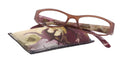 Rosie Premium Reading Glasses, Fashion Reader (Flower Brown) Print, Oval Shape +4  High Magnification, NY Fifth Avenue