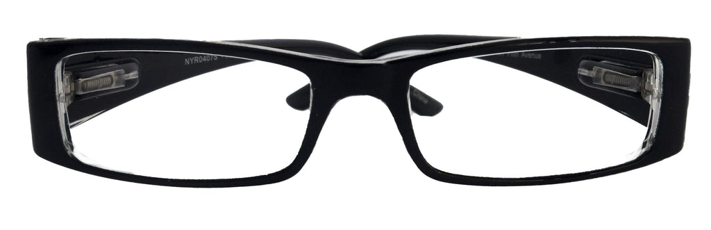 The French (Fleur De  Lis) Bayonetta-style, Black rectangular High-End Women Reading Glasses Spring temple  Optical Frame  NY Fifth Avenue