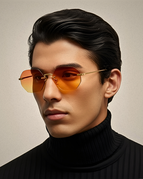 51mm Rimless Sunglasses – Bold Orange