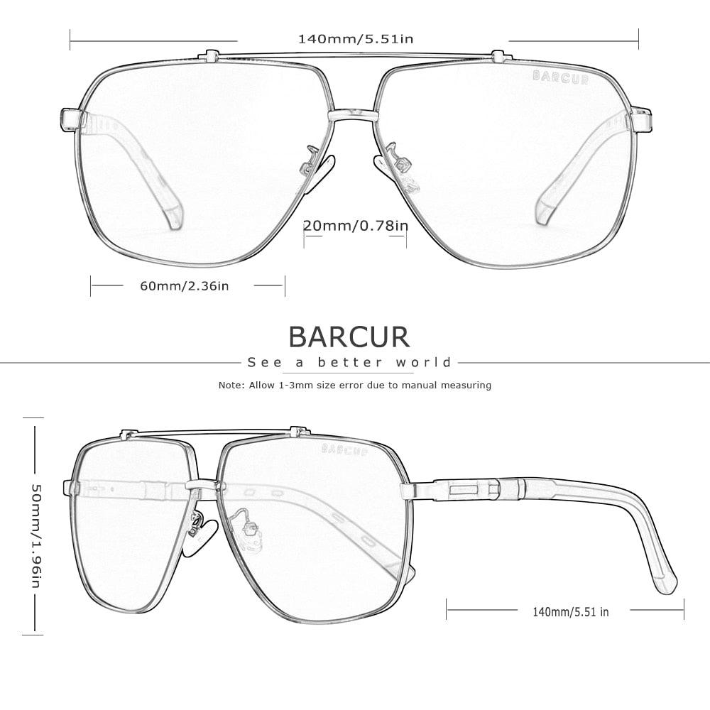 BARCUR Square Polarized Sunglasses for Men – UV400 Gradient