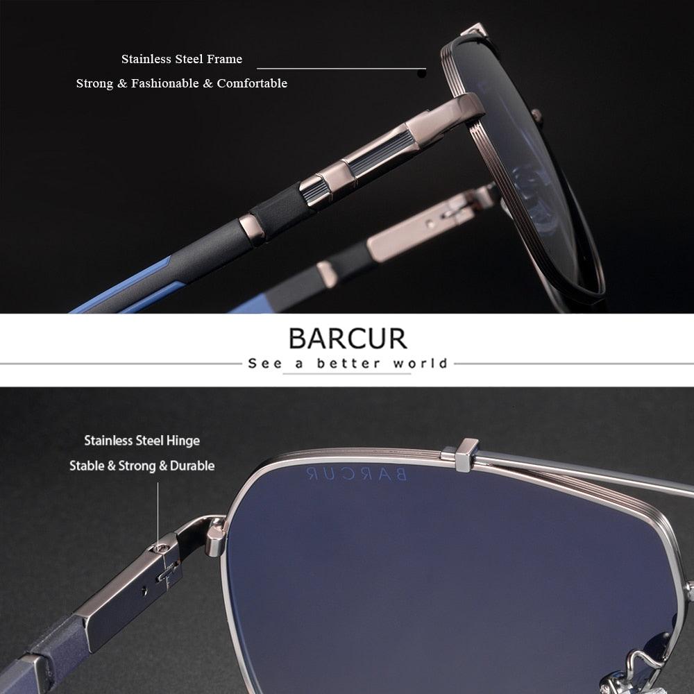 BARCUR Square Polarized Sunglasses for Men – UV400 Gradient