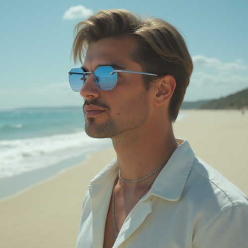 48mm Hexagon Sunglasses – Bold Blue