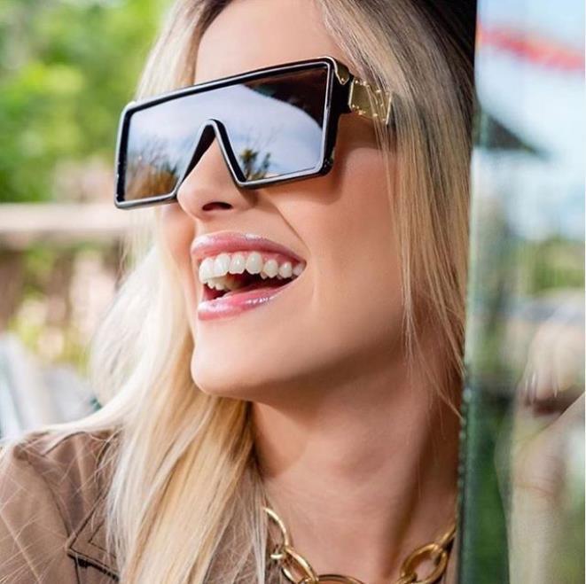 Oversized Square Sunglasses for Women – Black & White
