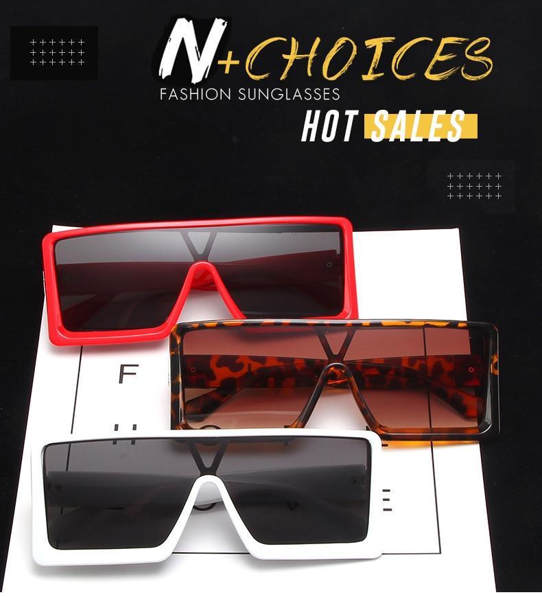 Oversized Square Sunglasses for Women – Black & White