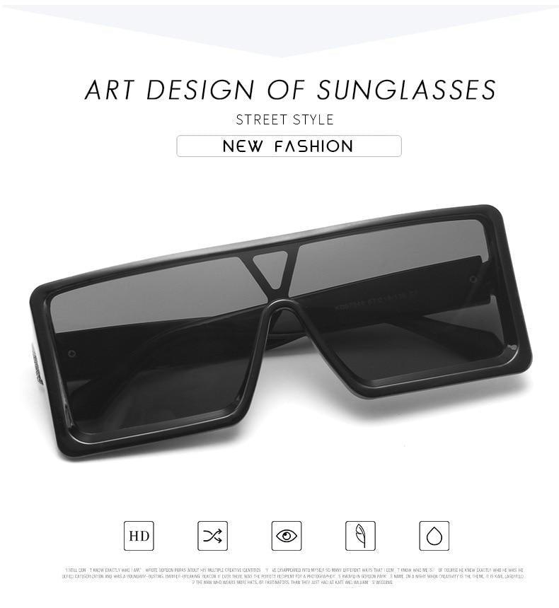 Oversized Square Sunglasses for Women – Black & White