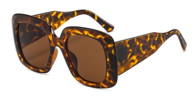 Oversized Leopard Square Sunglasses – Gradient Brown
