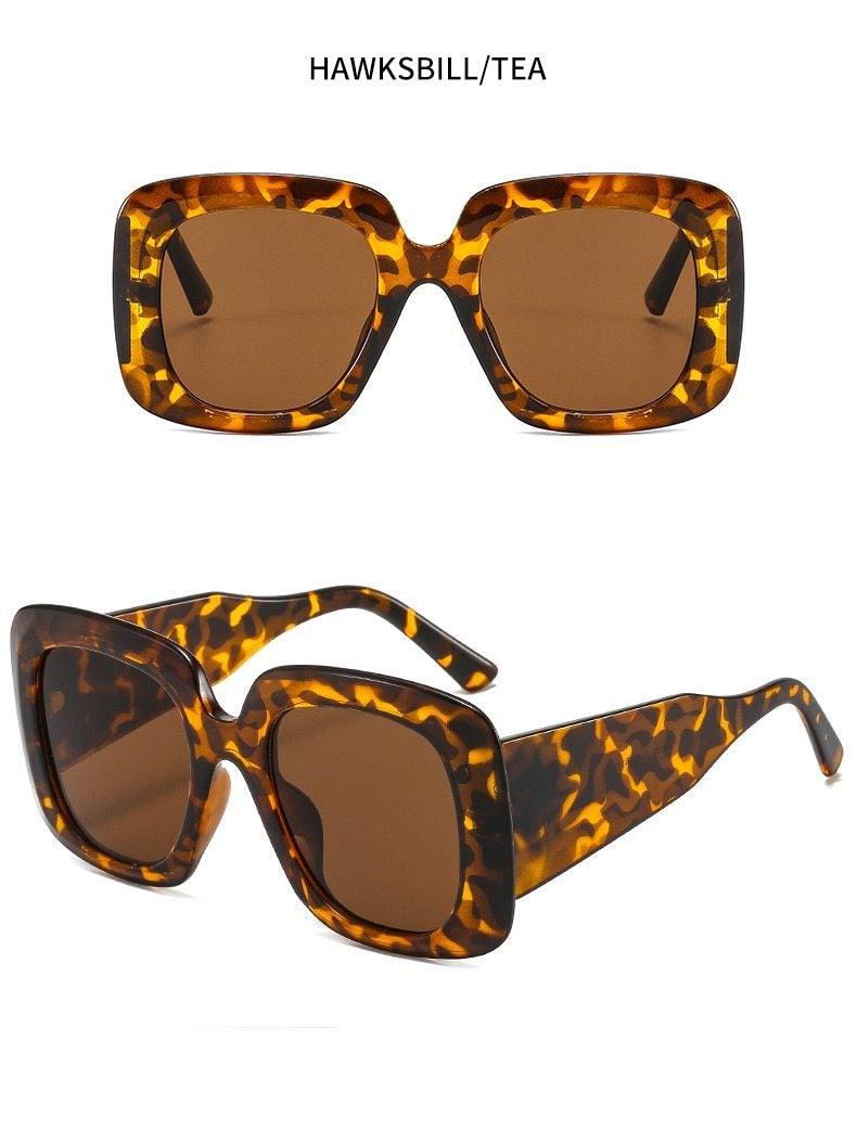 Oversized Leopard Square Sunglasses – Gradient Brown