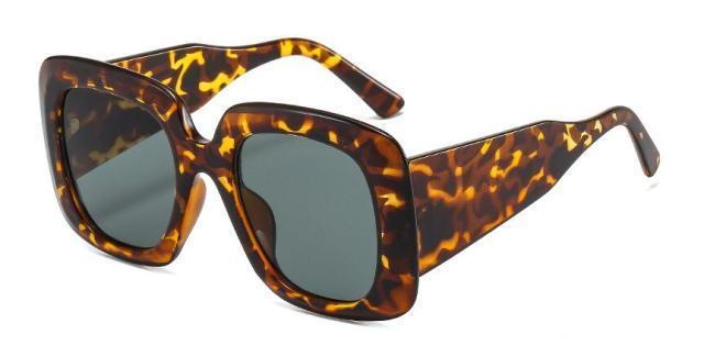 Oversized Leopard Square Sunglasses – Gradient Brown