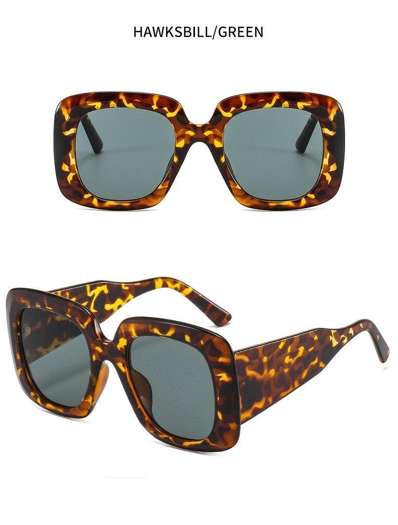 Oversized Leopard Square Sunglasses – Gradient Brown