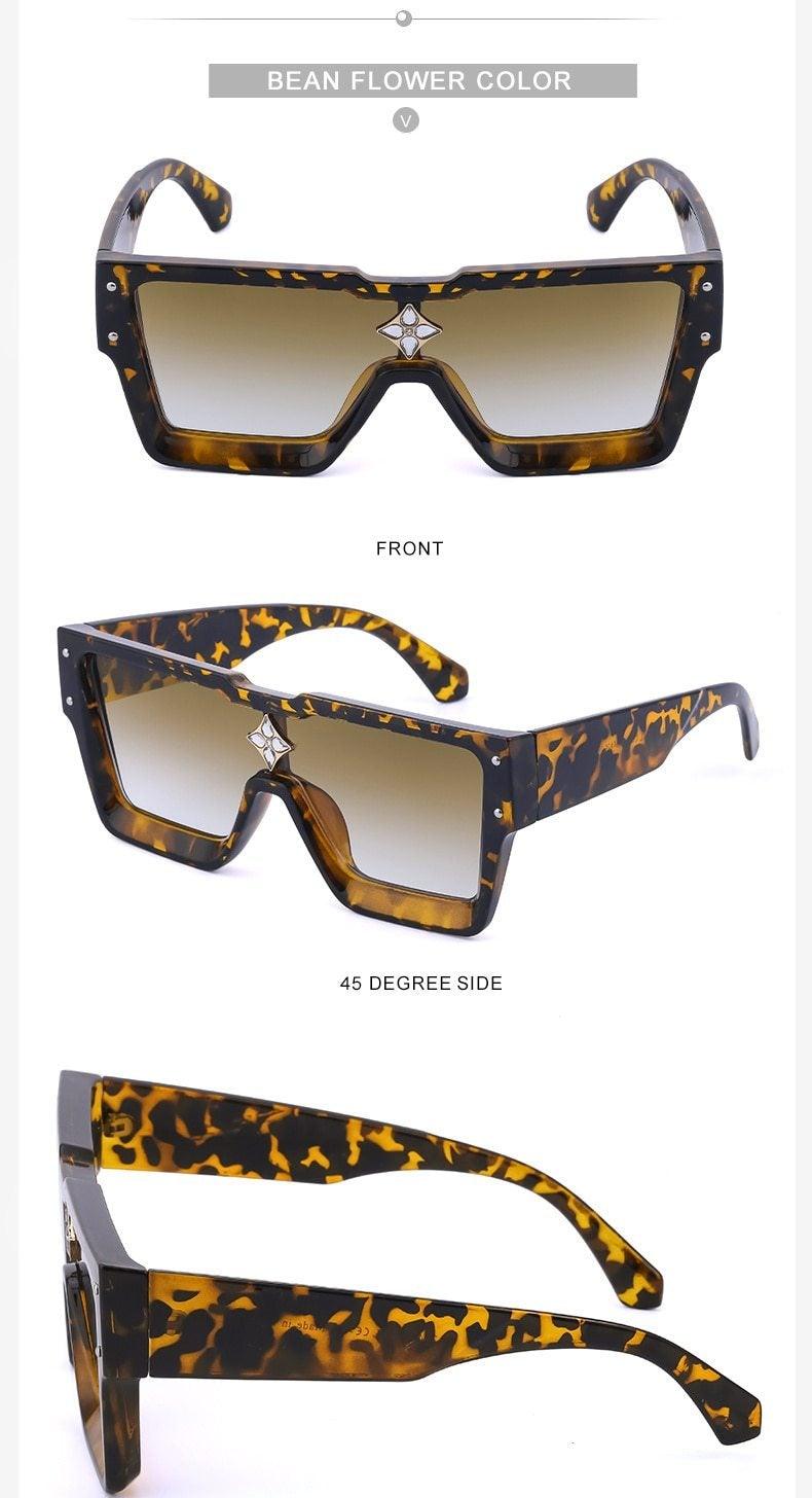 Oversized Rimless Flat Top Sunglasses UV400 Women