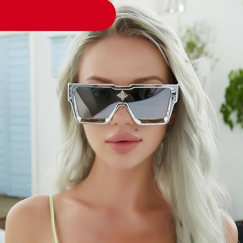 Oversized Rimless Flat Top Sunglasses UV400 Women