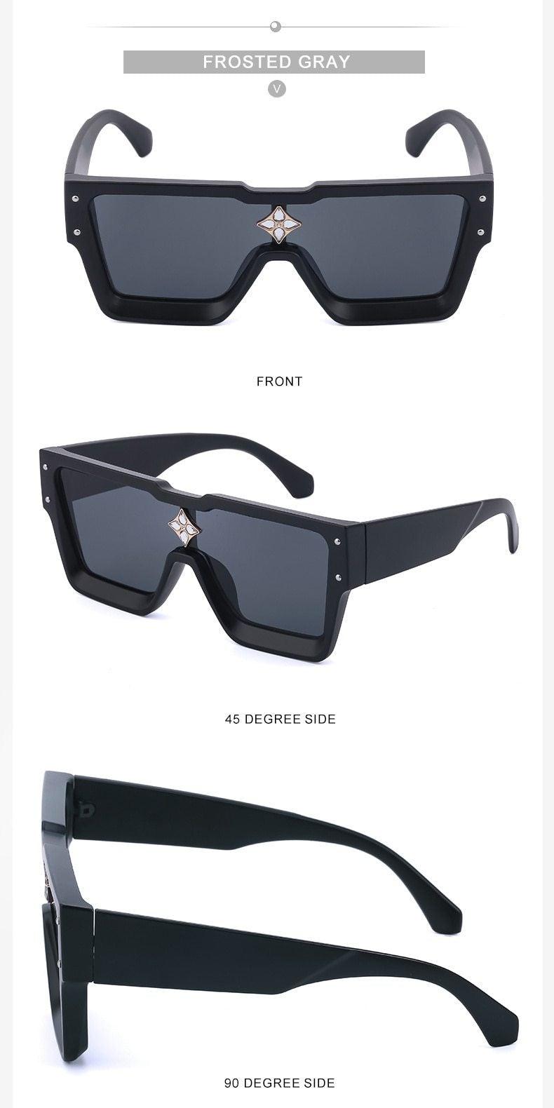 Oversized Rimless Flat Top Sunglasses UV400 Women