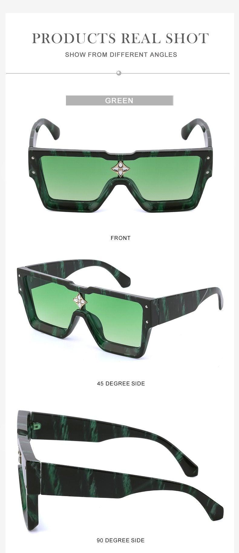 Oversized Rimless Flat Top Sunglasses UV400 Women