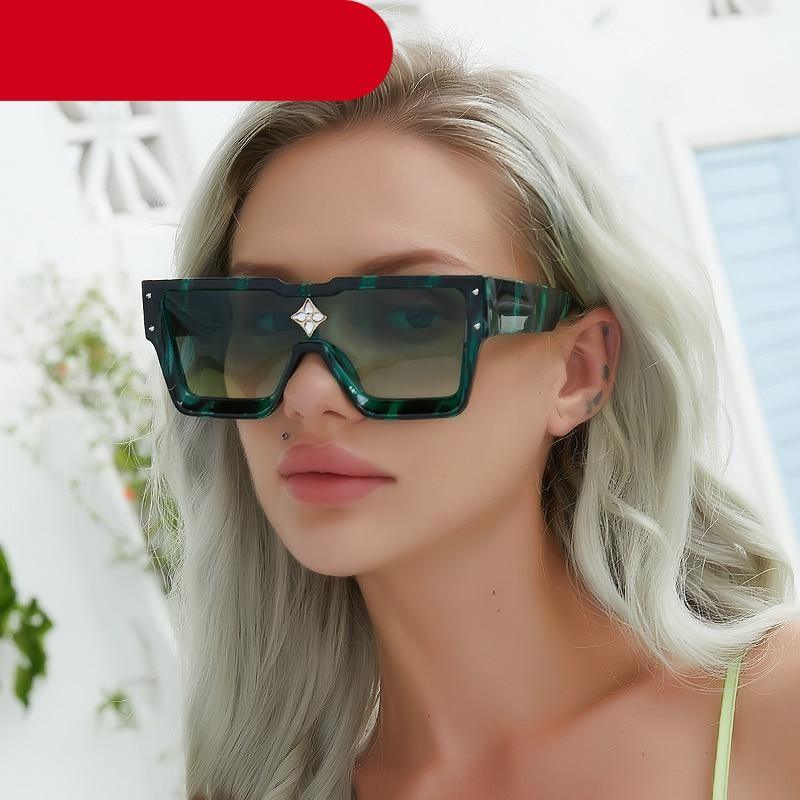 Oversized Rimless Flat Top Sunglasses UV400 Women