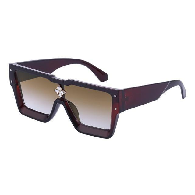 Oversized Rimless Flat Top Sunglasses UV400 Women