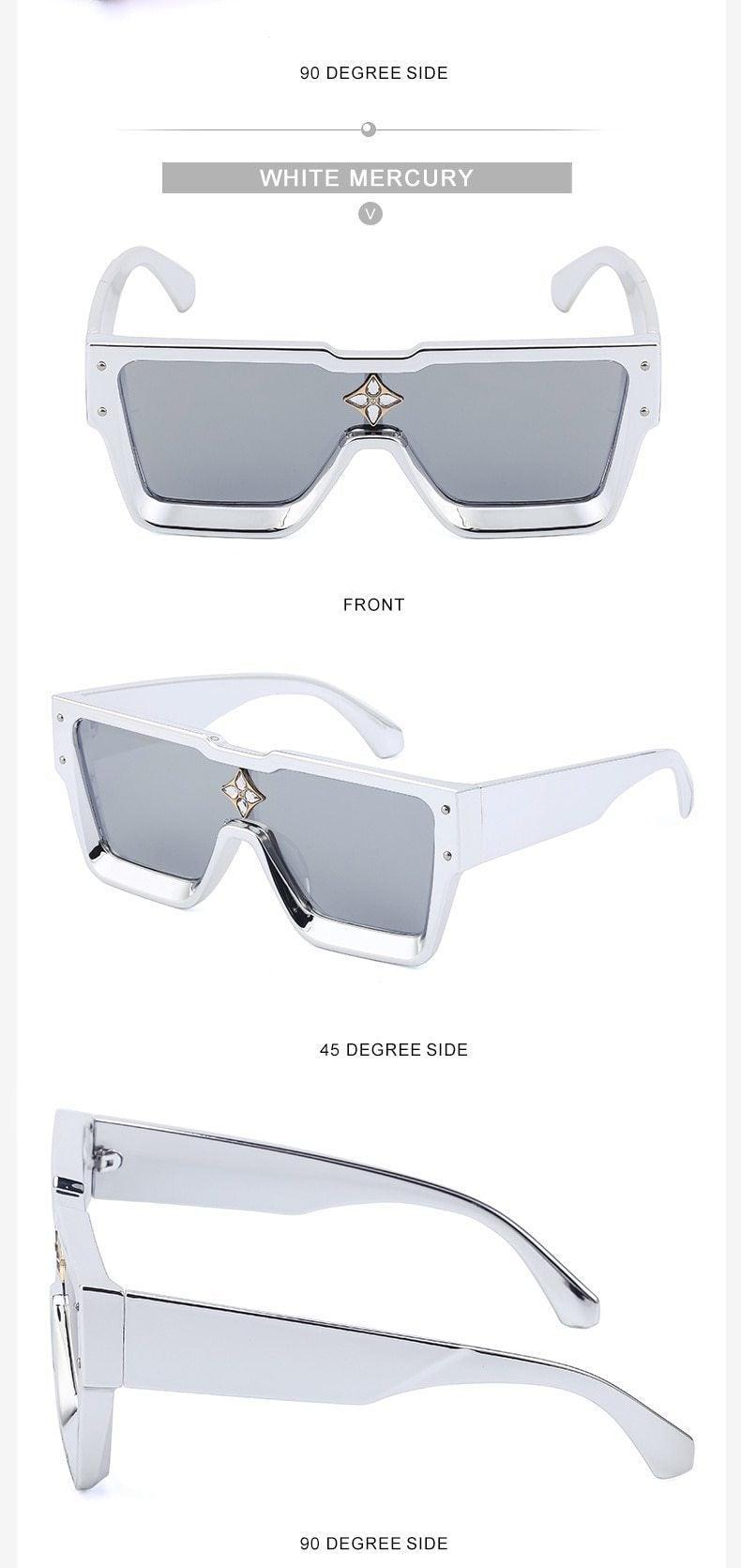 Oversized Rimless Flat Top Sunglasses UV400 Women