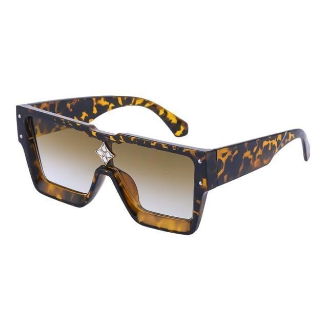 Oversized Rimless Flat Top Sunglasses UV400 Women