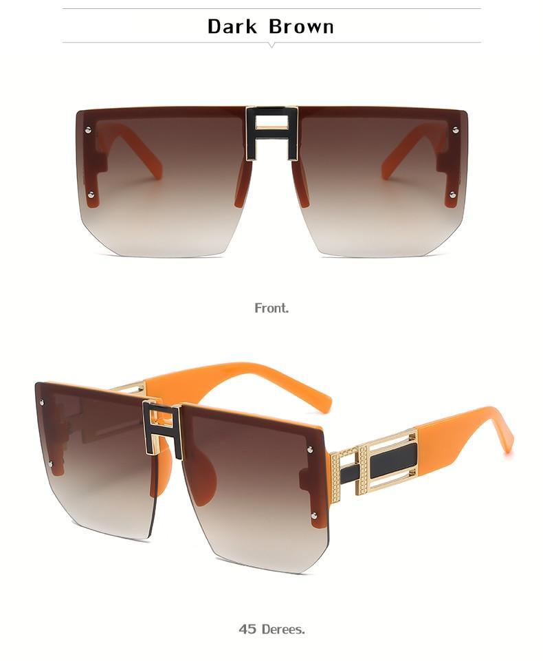 Rimless Oversized Square Sunglasses for Women – Vintage