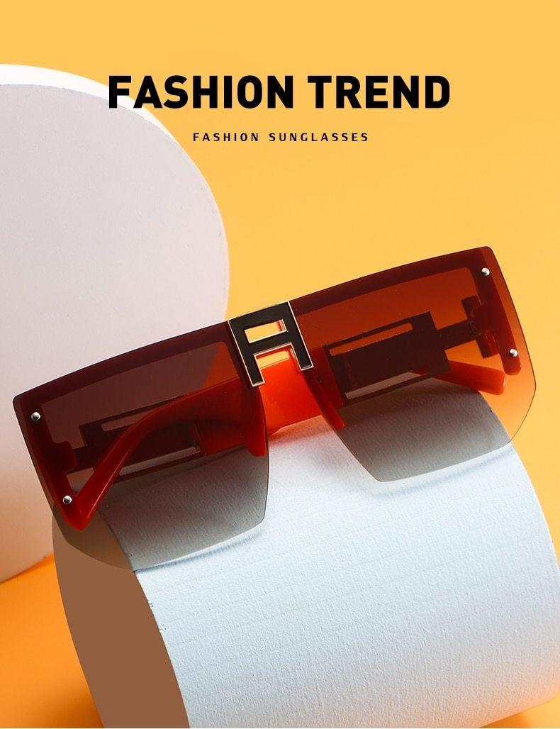 Rimless Oversized Square Sunglasses for Women – Vintage