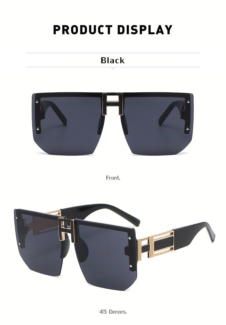 Rimless Oversized Square Sunglasses for Women – Vintage