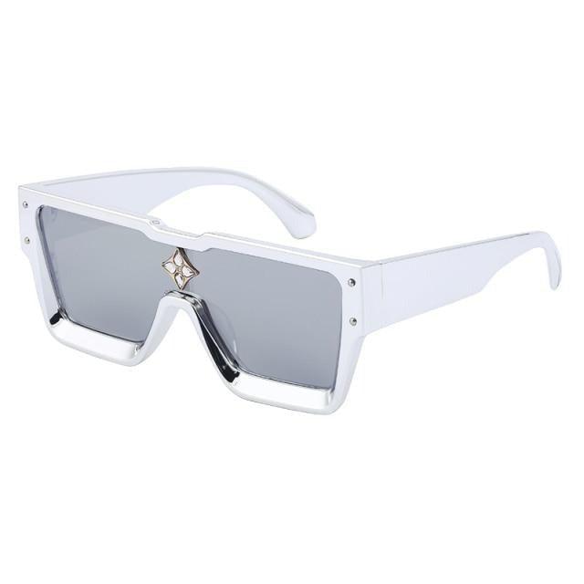 Oversized Square Sunglasses – Large Silver Mirror Frame Women's