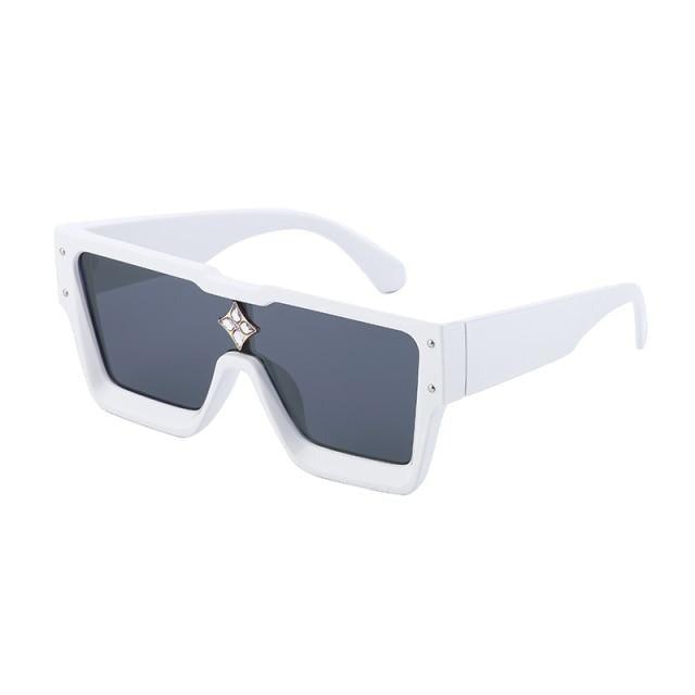 Oversized Square Sunglasses – Large Silver Mirror Frame Women's