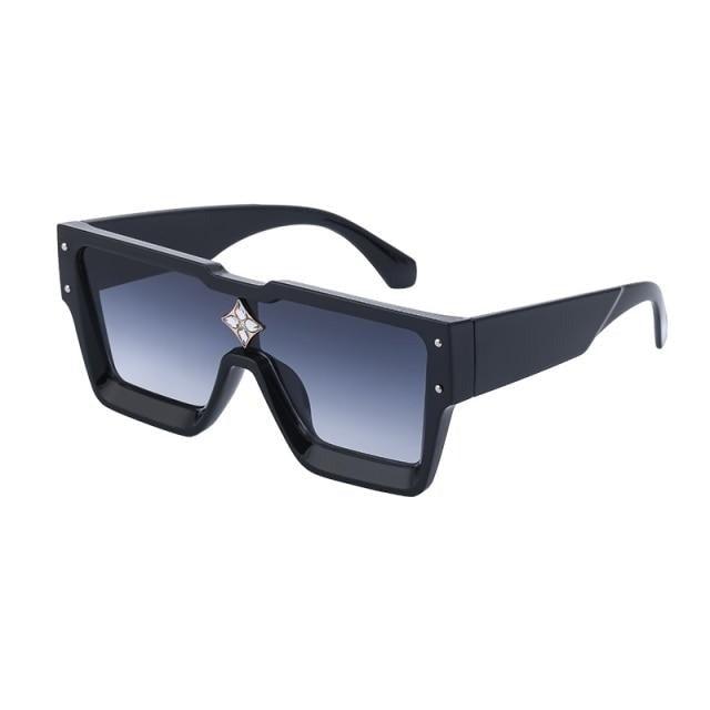 Oversized Square Sunglasses – Large Silver Mirror Frame Women's