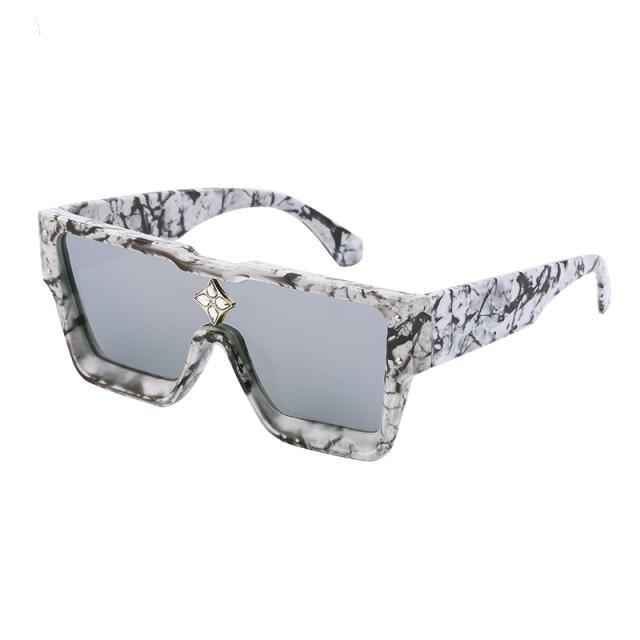 Oversized Square Sunglasses – Large Silver Mirror Frame Women's