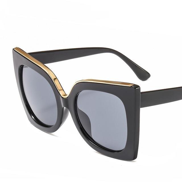 Oversized Vintage Square Sunglasses – Thick Frame UV400 Women's