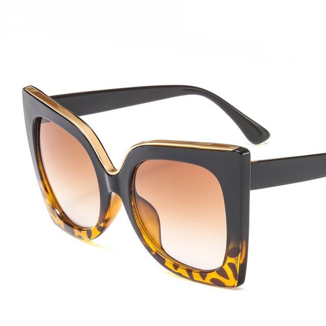 Oversized Vintage Square Sunglasses – Thick Frame UV400 Women's