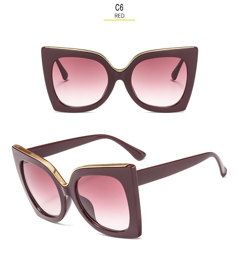 Oversized Vintage Square Sunglasses – Thick Frame UV400 Women's
