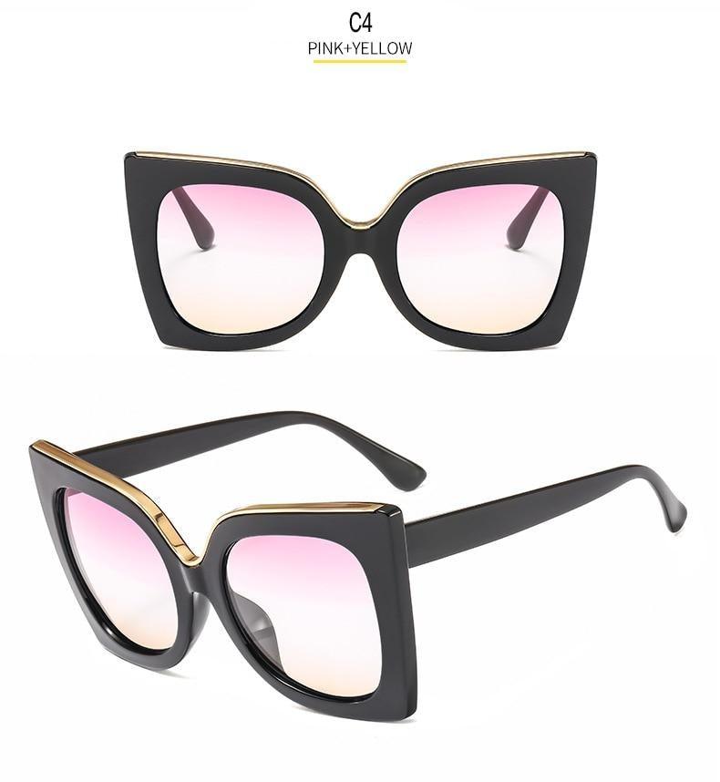 Oversized Vintage Square Sunglasses – Thick Frame UV400 Women's