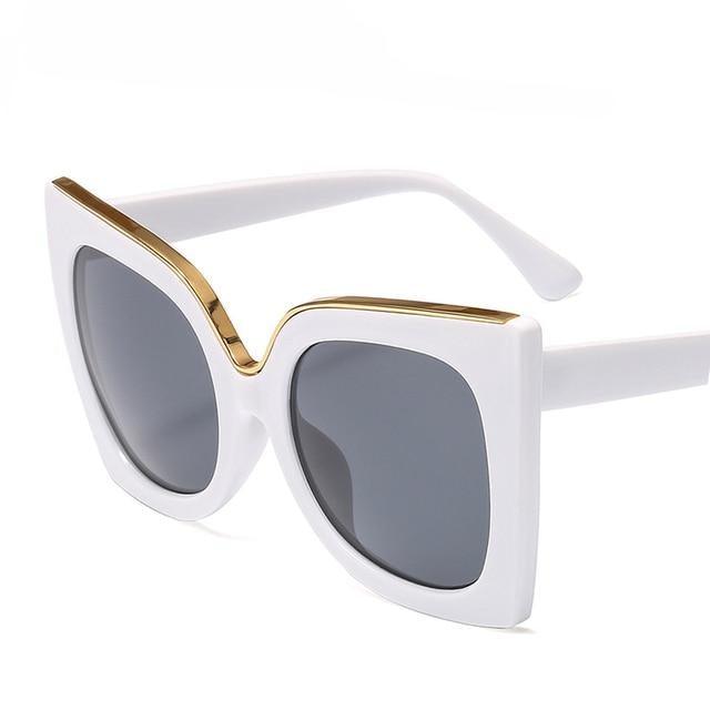 Oversized Vintage Square Sunglasses – Thick Frame UV400 Women's