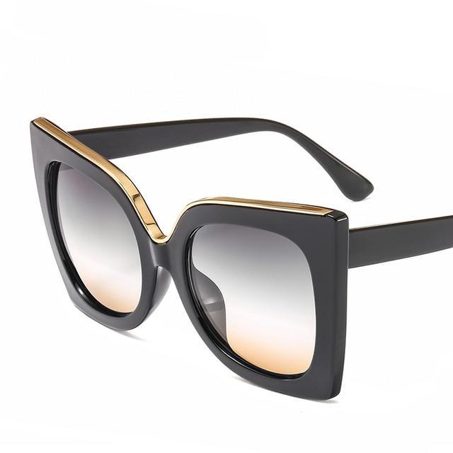Oversized Vintage Square Sunglasses – Thick Frame UV400 Women's