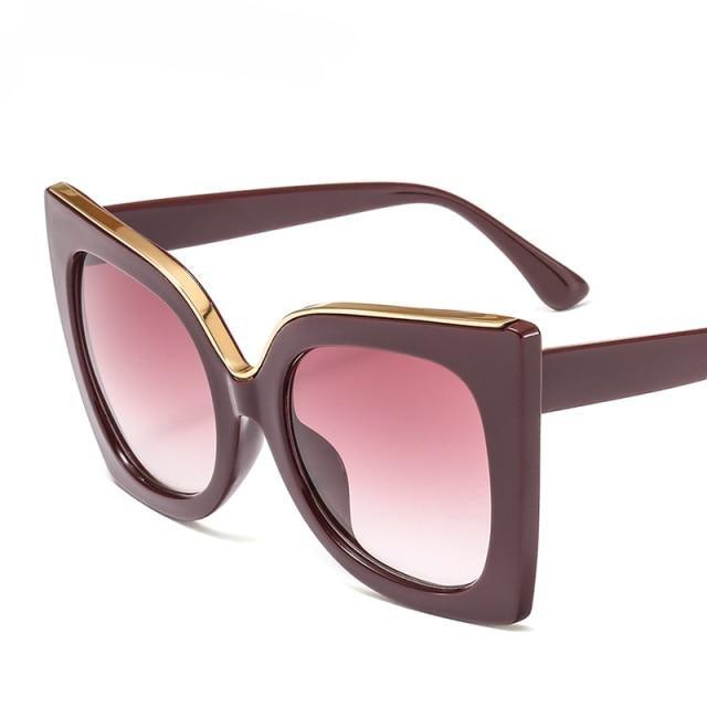 Oversized Vintage Square Sunglasses – Thick Frame UV400 Women's