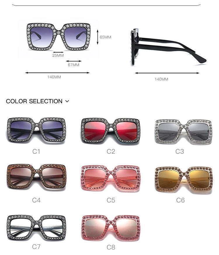 Oversized Diamond Square Sunglasses for Women – Retro
