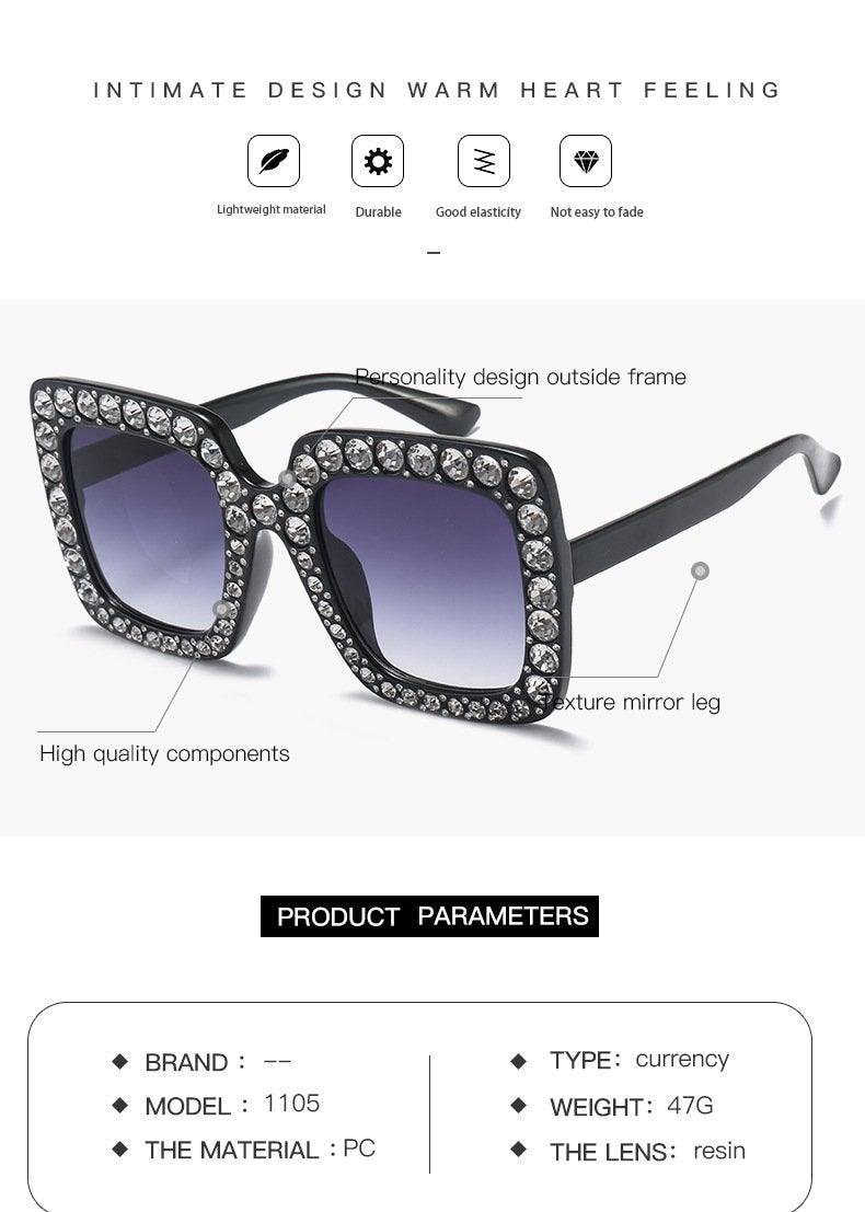 Oversized Diamond Square Sunglasses for Women – Retro