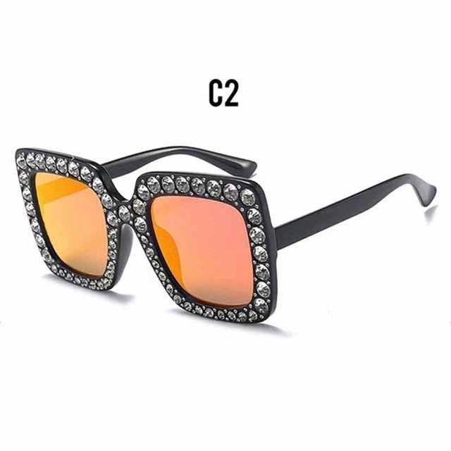 Oversized Diamond Square Sunglasses for Women – Retro