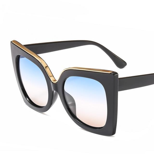 Oversized Vintage Square Sunglasses – Thick Frame UV400 Women's