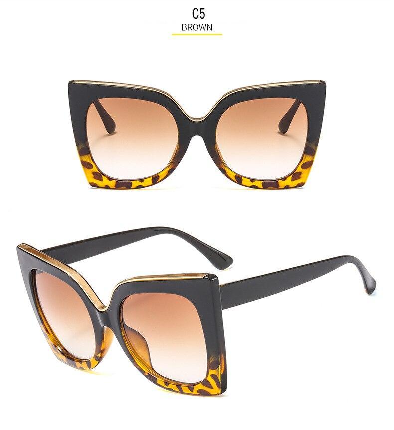 Oversized Vintage Square Sunglasses – Thick Frame UV400 Women's