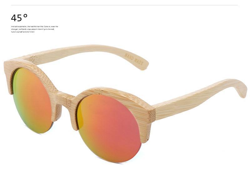 Round Bamboo Wood Sunglasses Unisex – Retro Mirror