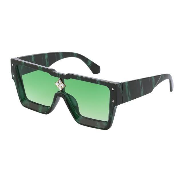Oversized Rimless Flat Top Sunglasses UV400 Women