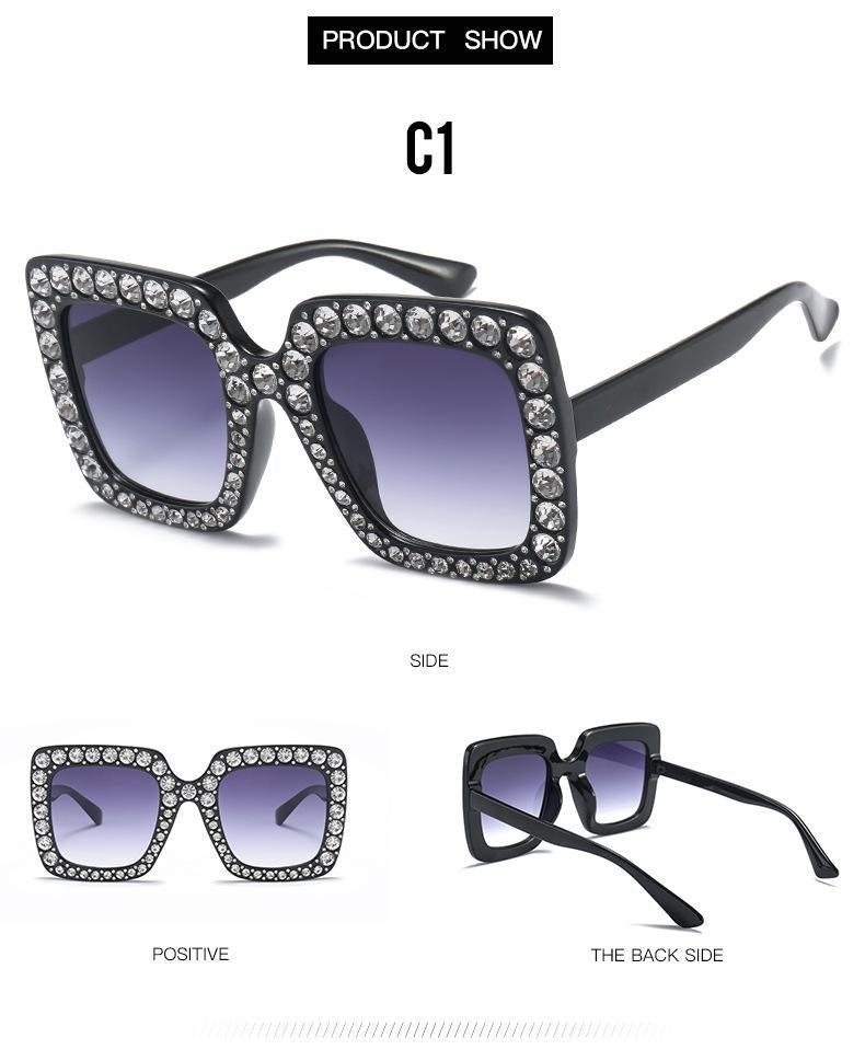 Oversized Diamond Square Sunglasses for Women – Retro