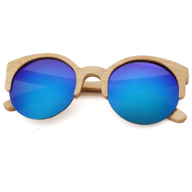 Round Bamboo Wood Sunglasses Unisex – Retro Mirror