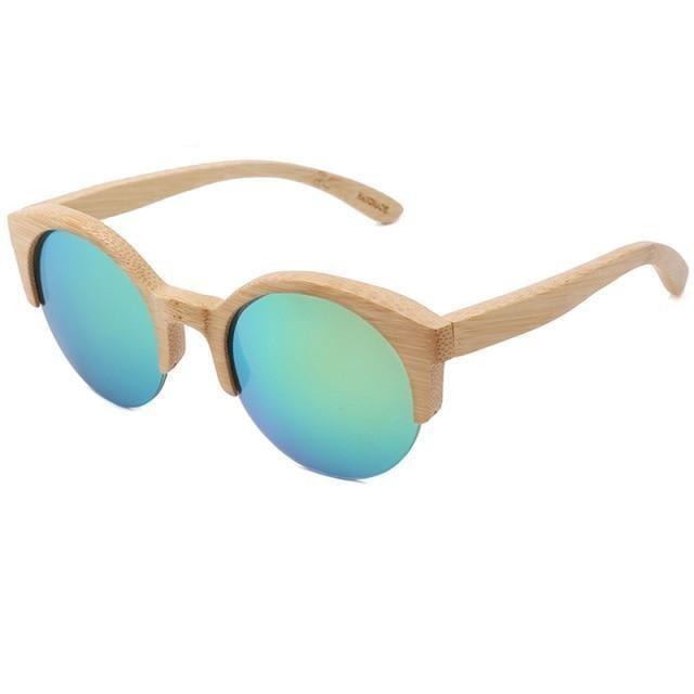 Round Bamboo Wood Sunglasses Unisex – Retro Mirror