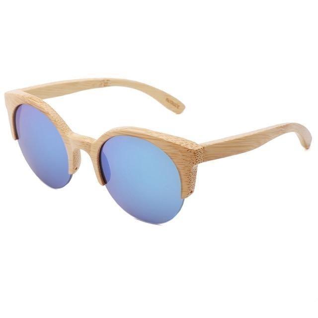 Round Bamboo Wood Sunglasses Unisex – Retro Mirror