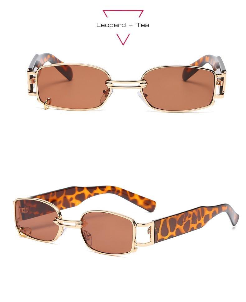 Punk Rectangle Sunglasses – Metal Ring Decoration Vintage Women's