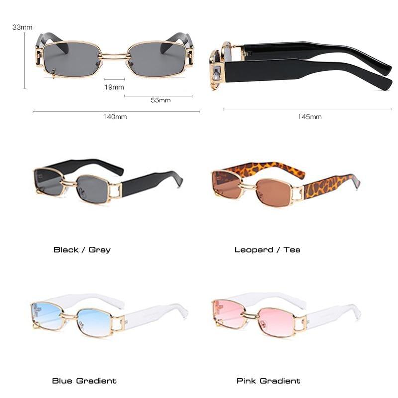 Punk Rectangle Sunglasses – Metal Ring Decoration Vintage Women's